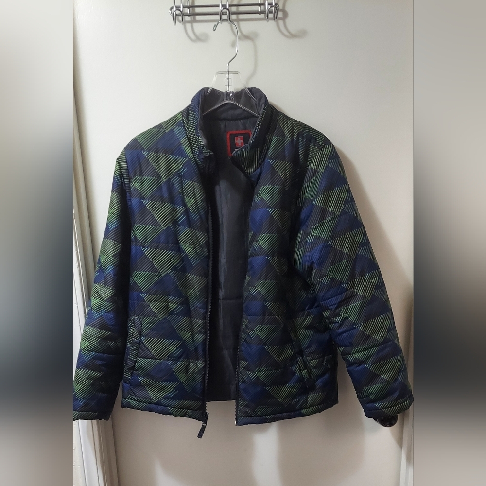 Swiss Tech Boys Blue and Green Puffer Jacket Size XXL 18